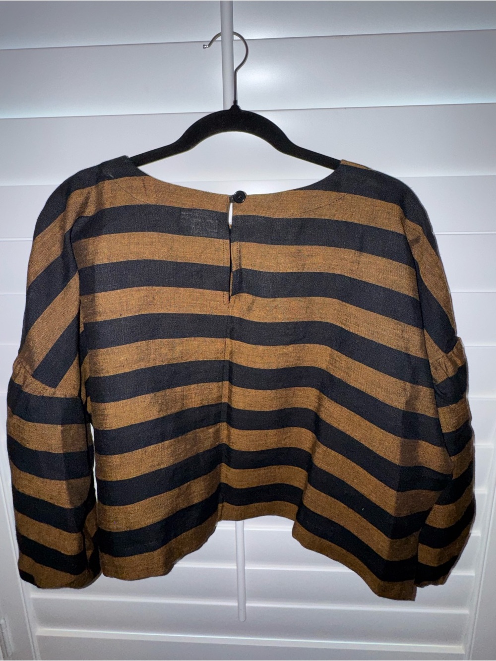 Beyond Nine Aisha Linen Top in Rust Stripe - Picture 4 of 5